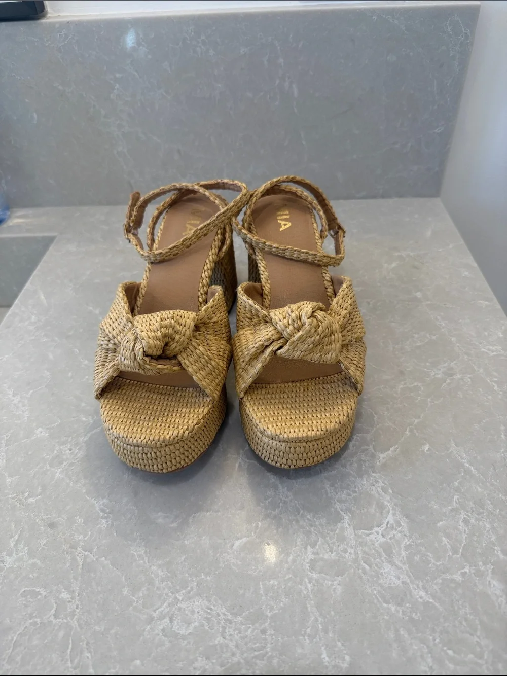 MIA Woven Knot Platform Sandals in Natural